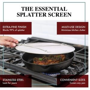 BergKoch Splatter Screen for Frying Pan - 15 Inch Grease Splatter Guard  NEW
